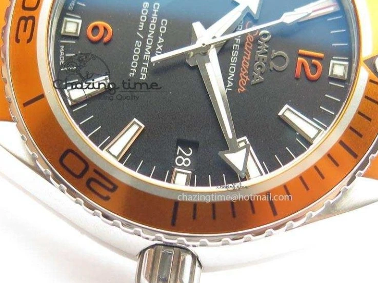 0417 Breathable Planet Ocean SS Bp Maker 45mm Orange Bezel On Orange Rubber Strap A 8221